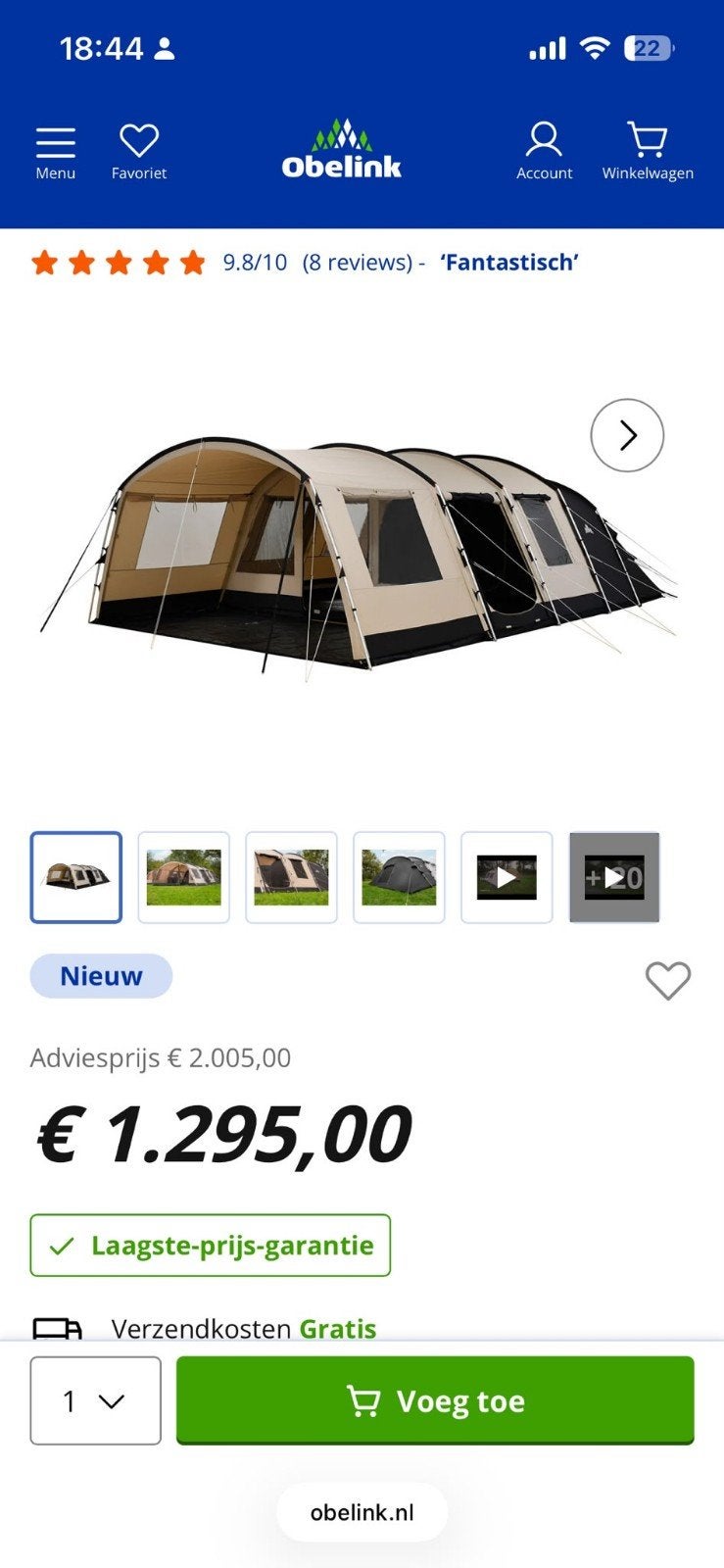Ruime tunneltent voor 4-6 personen - Obelink, Ophalen of Verzenden