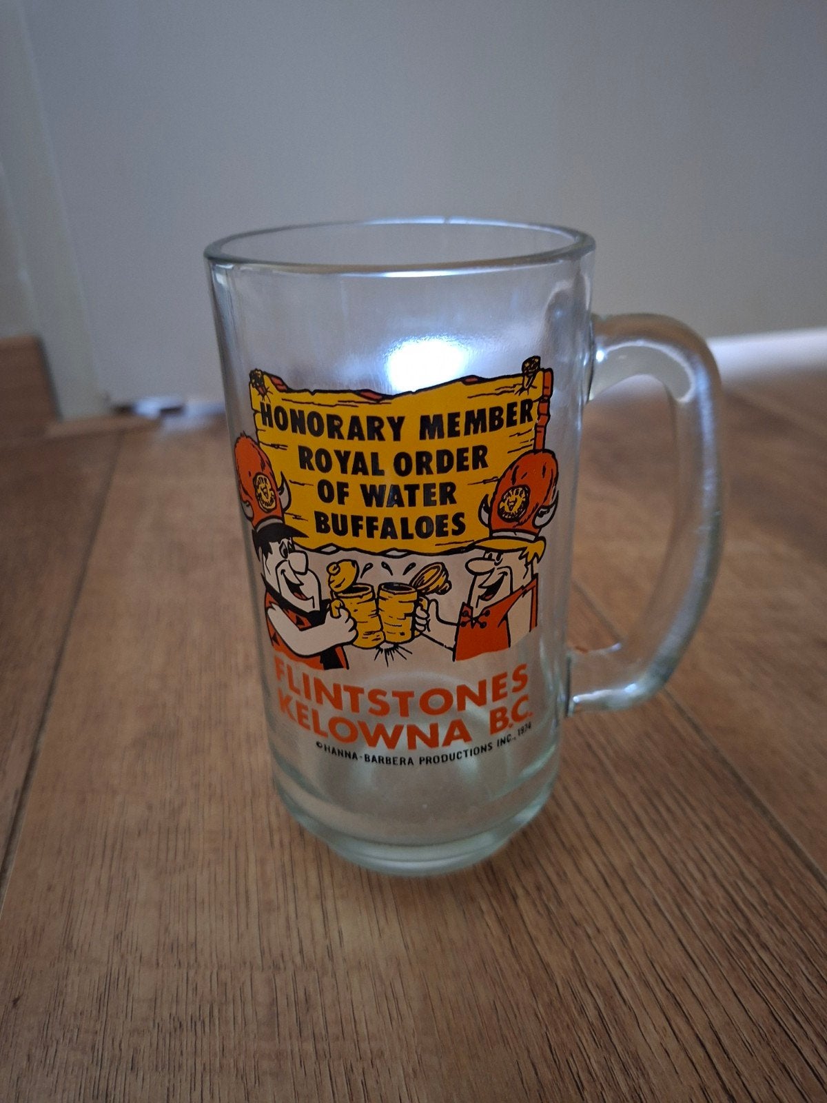Vintage Flintstones bierpul glas 1974 Royal Order of Water B, Verzamelen, Overige Verzamelen, Ophalen of Verzenden, Gebruikt