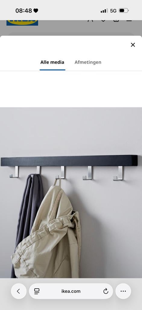 Kapstok ikea, Wandkapstok, Ophalen of Verzenden, Zo goed als nieuw, Minder dan 100 cm