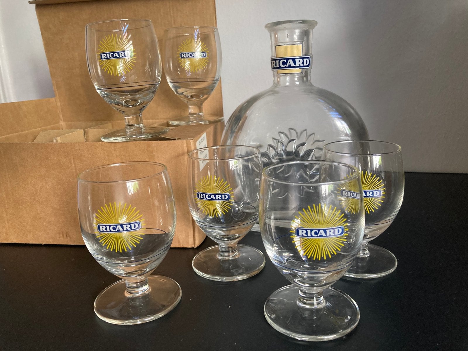 Vintage Ricard Set. Karaf met 6 Iconische Ballonglazen, Ophalen of Verzenden, Zo goed als nieuw, Overige typen