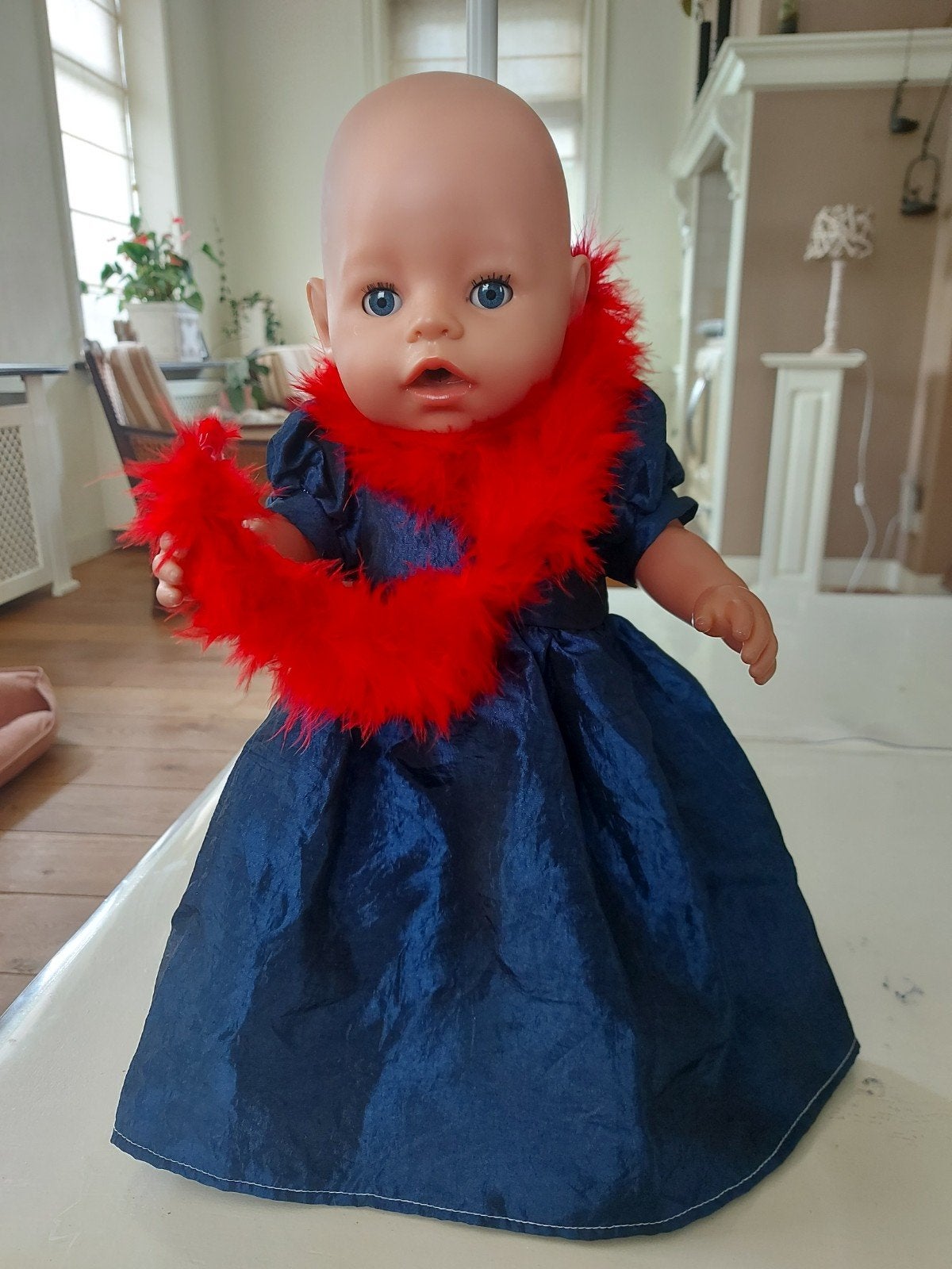 Mooie jurk boa baby born pop 43cm, Ophalen of Verzenden, Nieuw, Babypop