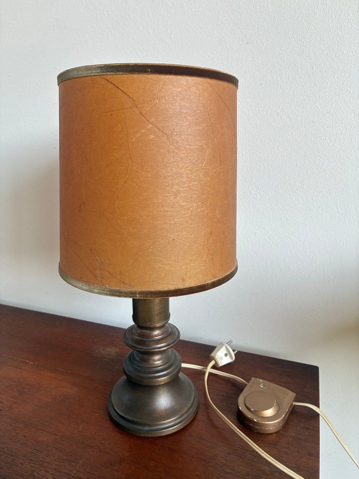 Vintage Tafellamp met Bruine Kap, Ophalen