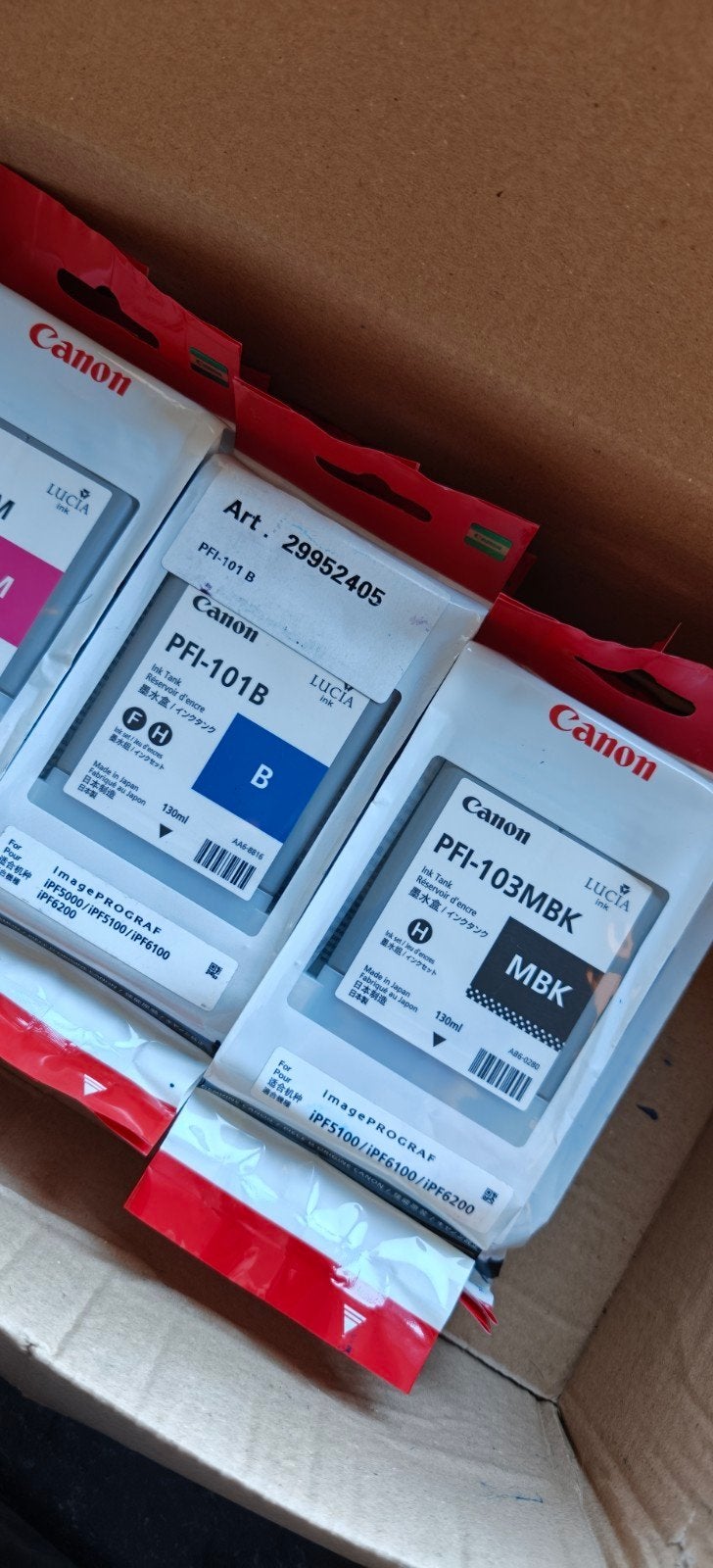 Canon PFI-101/PFI-103 Inktpatronen voor IPF5100/6100/6200, Computers en Software, Ophalen of Verzenden, Gebruikt, Cartridge, Canon