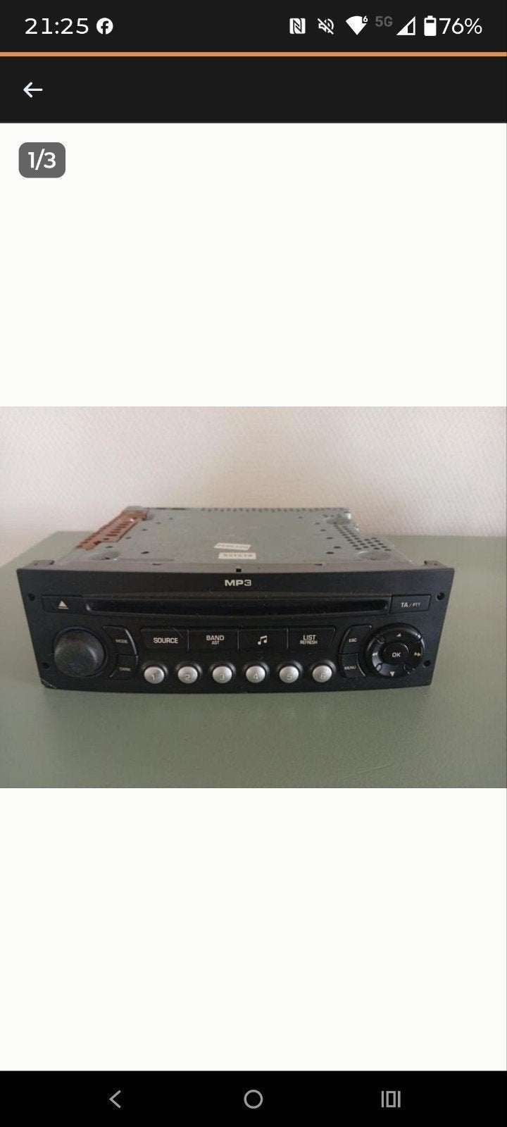 Peugeot MP3 autoradio, Ophalen of Verzenden, Gebruikt