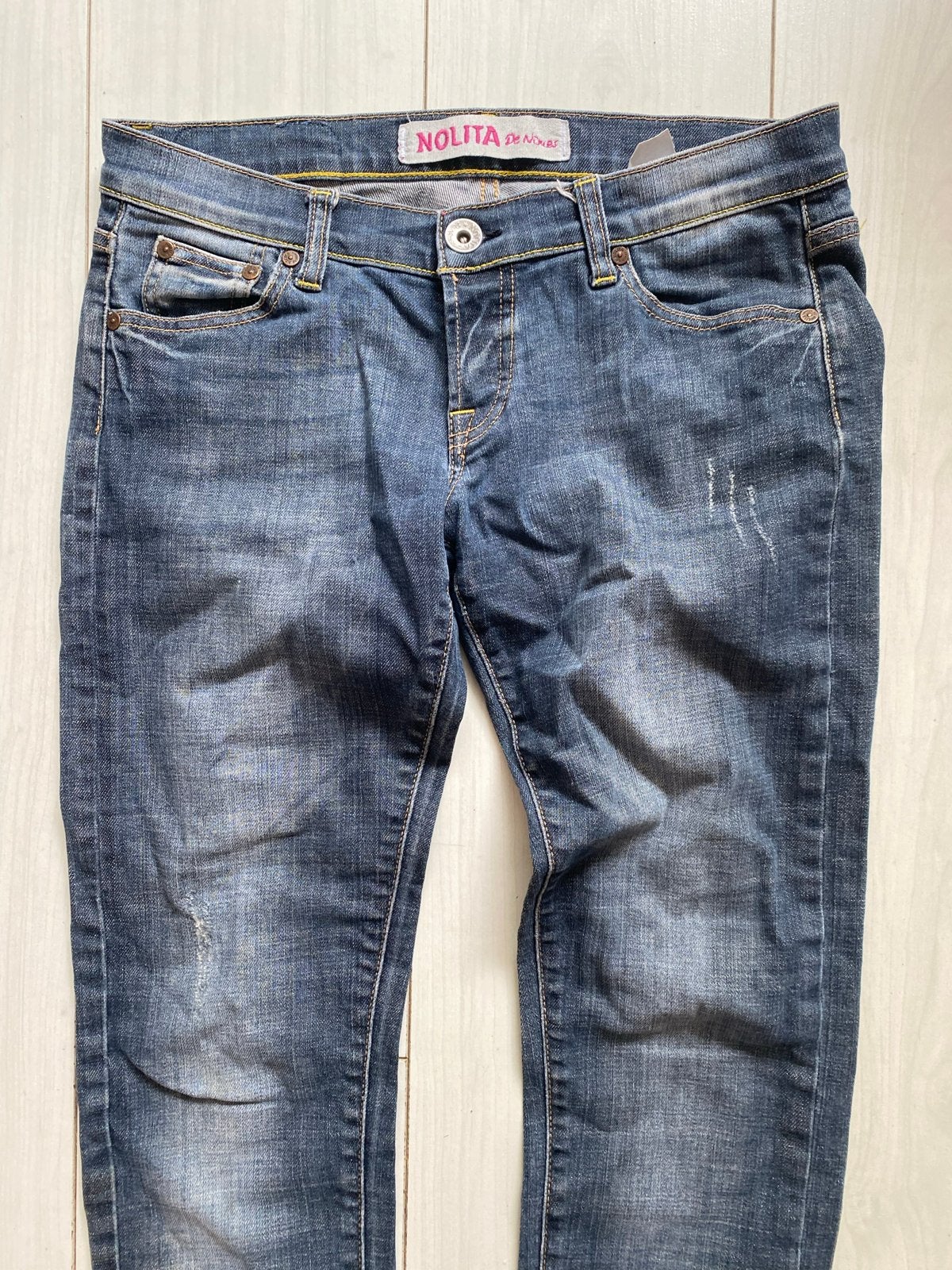 Nolita Jeans Maat 28 - Blauw met opvallende details, Ophalen of Verzenden, Zo goed als nieuw, Blauw, W28 - W29 (confectie 36)