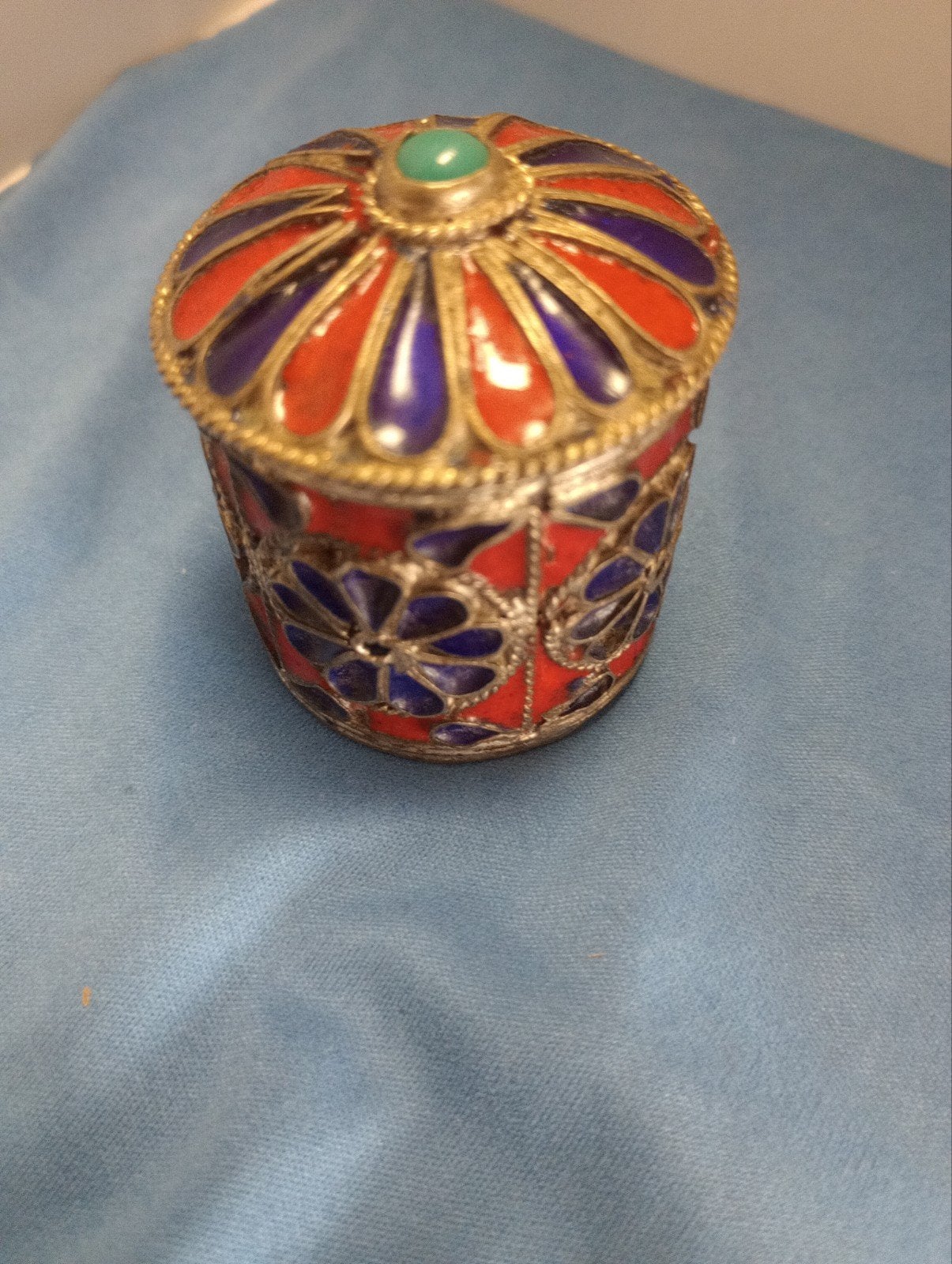 Vintage Kabyle Berber Sieradendoosje – Handgemaakt Emaille, Ophalen of Verzenden