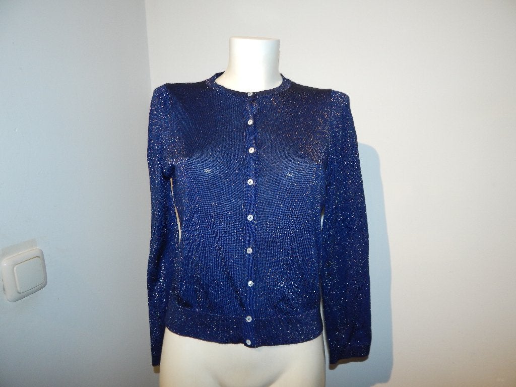 Marccain nacht blauw vest glitter in de stof oa cashmere N3, Maat 38/40 (M), Zo goed als nieuw, Marccain, Verzenden