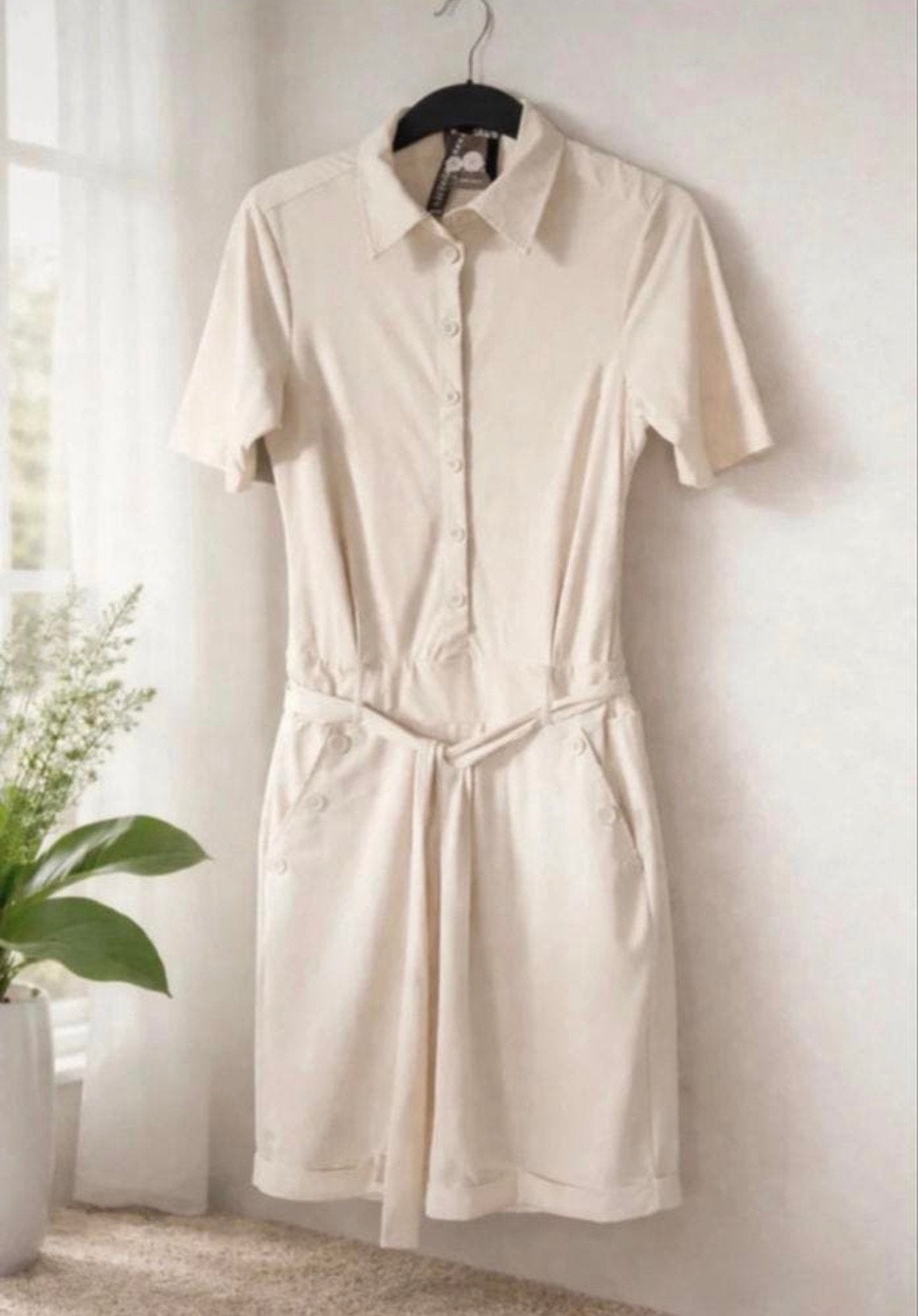 Mi Piace travelstof jumpsuit kort model XS S of M in Kit, Ophalen of Verzenden, Nieuw, Maat 36 (S), Beige