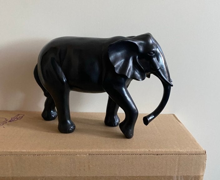 Mooi Olifant Beeld /zwart 18 x 13 cm, Verzenden, Zo goed als nieuw, Dier