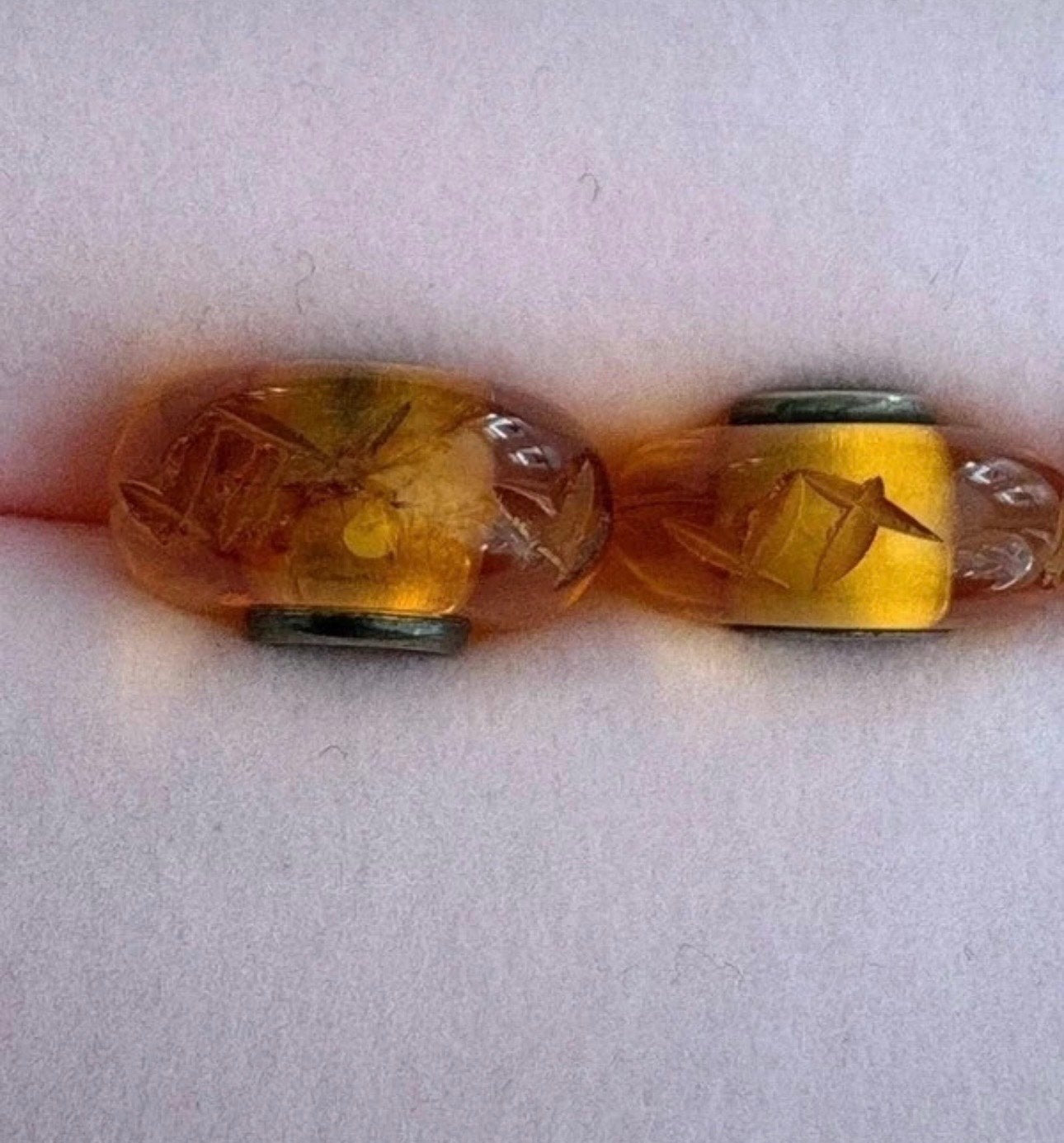 Twee unieke Trollbeads Amber geslepen inkepingen (retired), Ophalen of Verzenden, Zo goed als nieuw, Trollbeads, 2 of 3 bedels