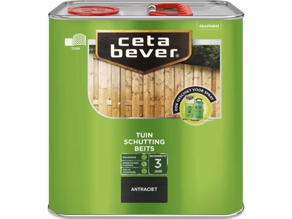 4x Cetabever – Schuttingbeits Transparant – Antraciet – 2,5, Doe-het-zelf en Verbouw, Overige kleuren, 5 tot 10 liter, Nieuw, Beits