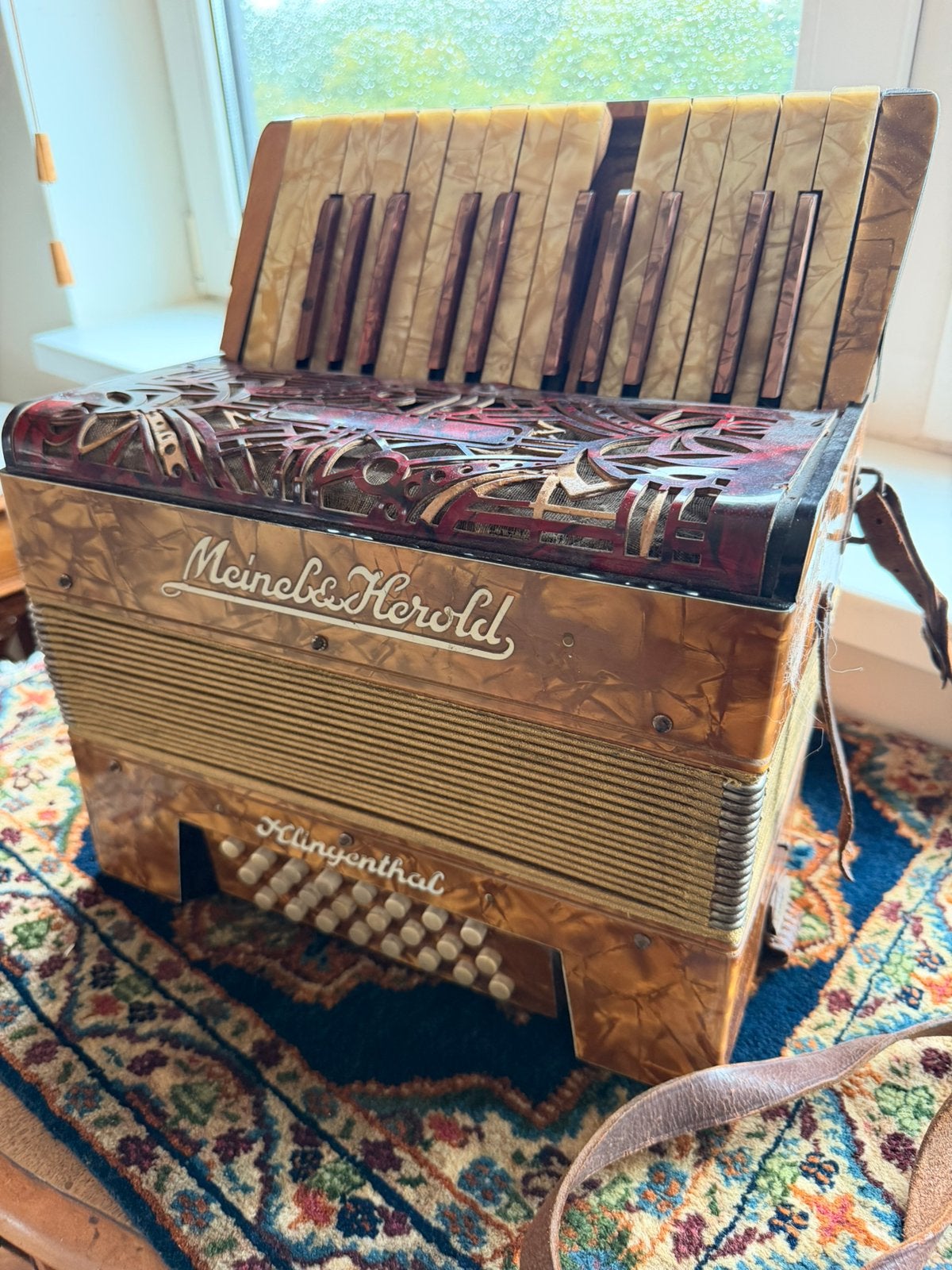 Antiek/ vintage accordion, Ophalen, Zo goed als nieuw, Overige formaten, Overige merken