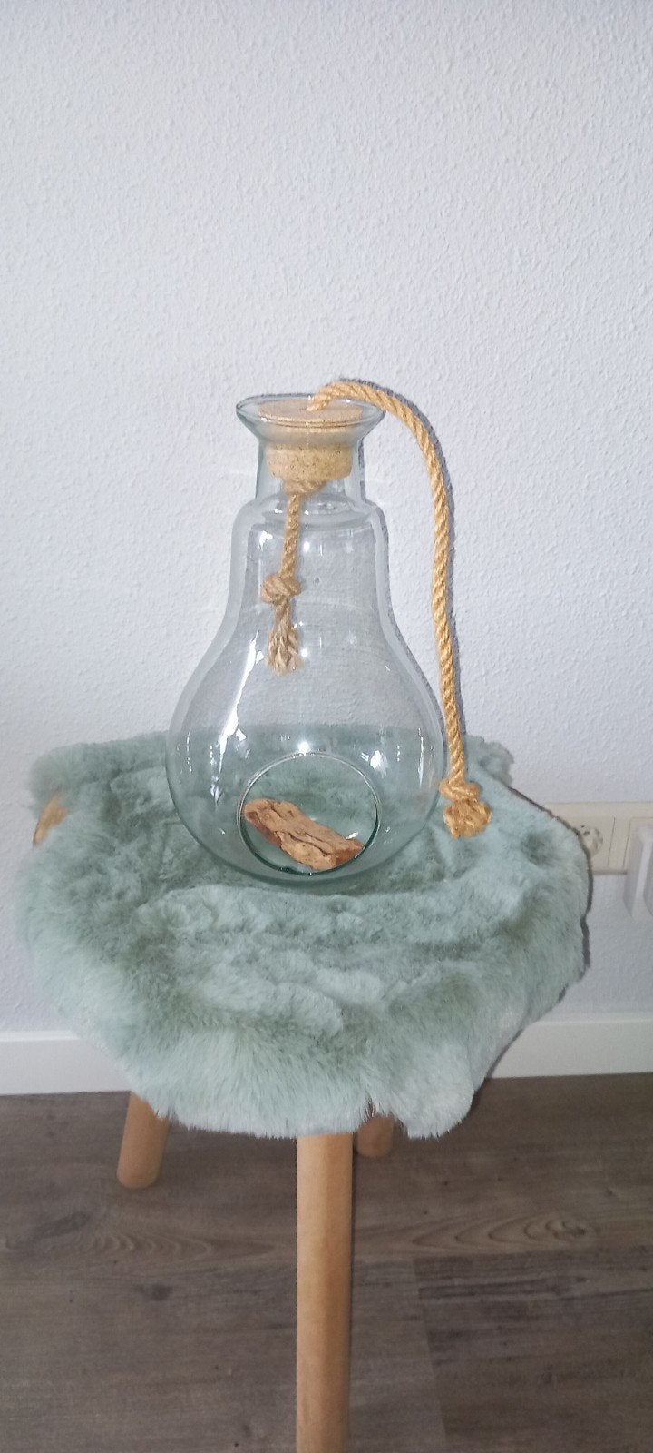 Glazen vaas met touw en kurk - Decoratief, Ophalen, Meerkleurig, Zo goed als nieuw, Modern
