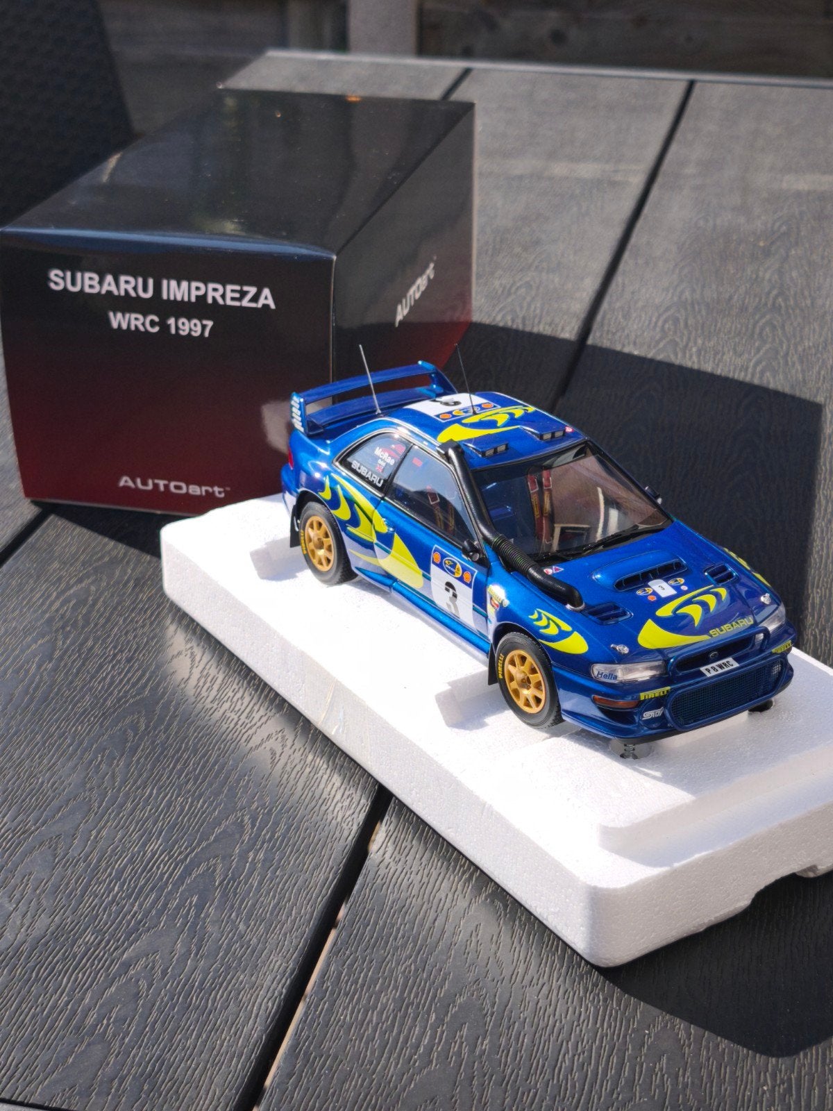 AUTOart 1:18 Subaru Impreza WRC 22B 1997 Safari Rally, Ophalen of Verzenden, Zo goed als nieuw, Auto, Autoart