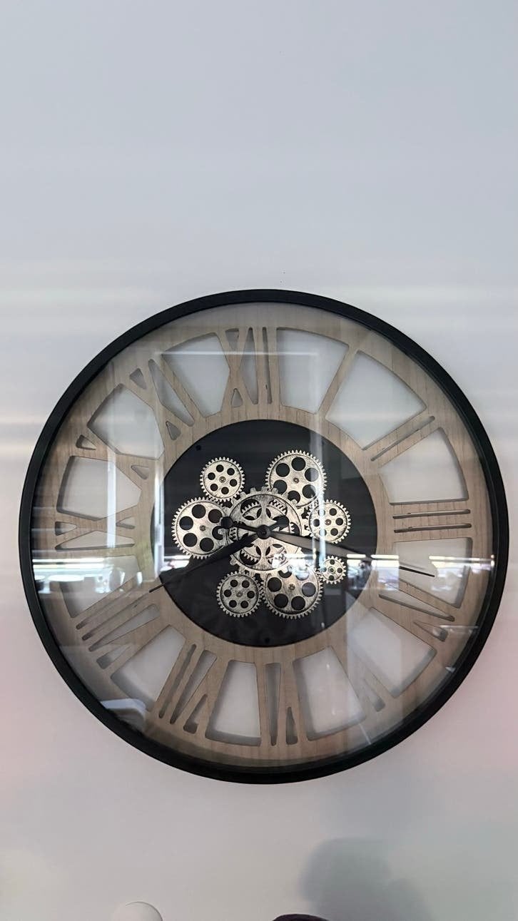 VERKOCHT wandklok met zichtbaar uurwerk en Romeinse cijfers, Wandklok, Zichtbaar uurwerk, Analoog, Nieuw