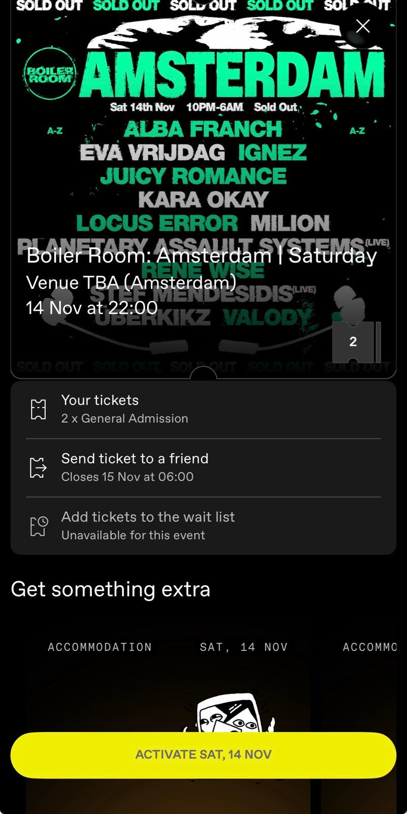 Boiler Room Amsterdam 2 tickets, Twee personen