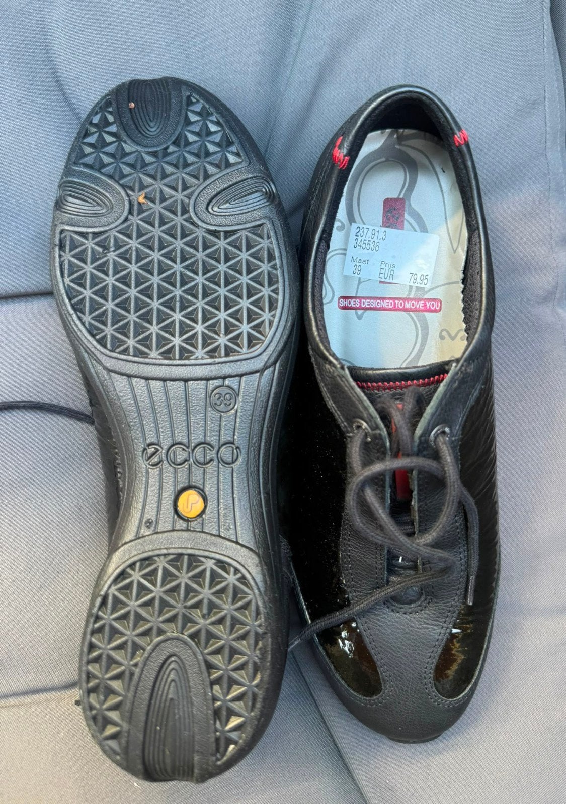 ECCO Zwarte Lakleren Sneakers Maat 39, Zwart, ECCO, Nieuw, Ophalen of Verzenden