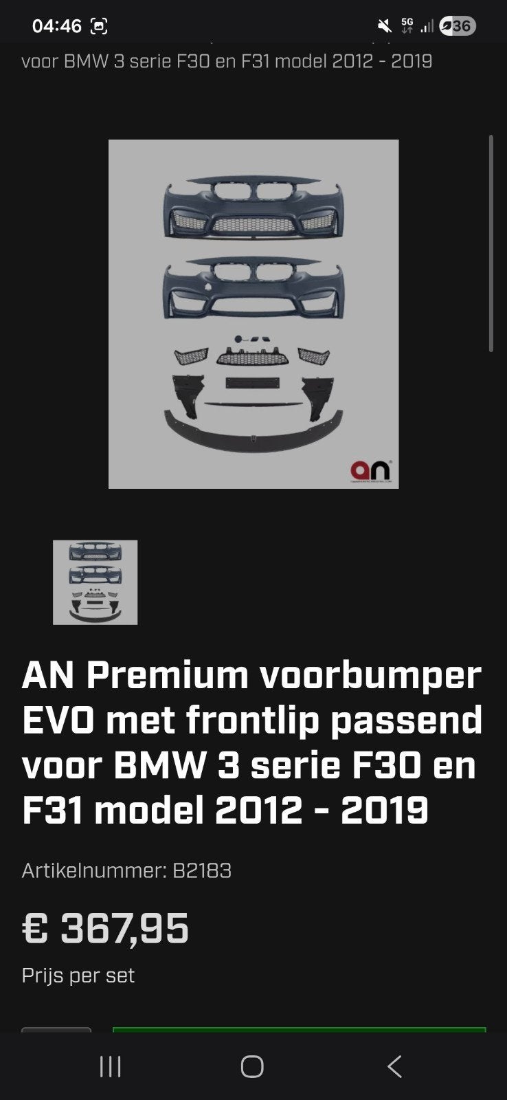 bmw 3 serie f30 evo look voorbumper nieuw in de doos, Auto-onderdelen, Ophalen, Voor, Nieuw, Bumper