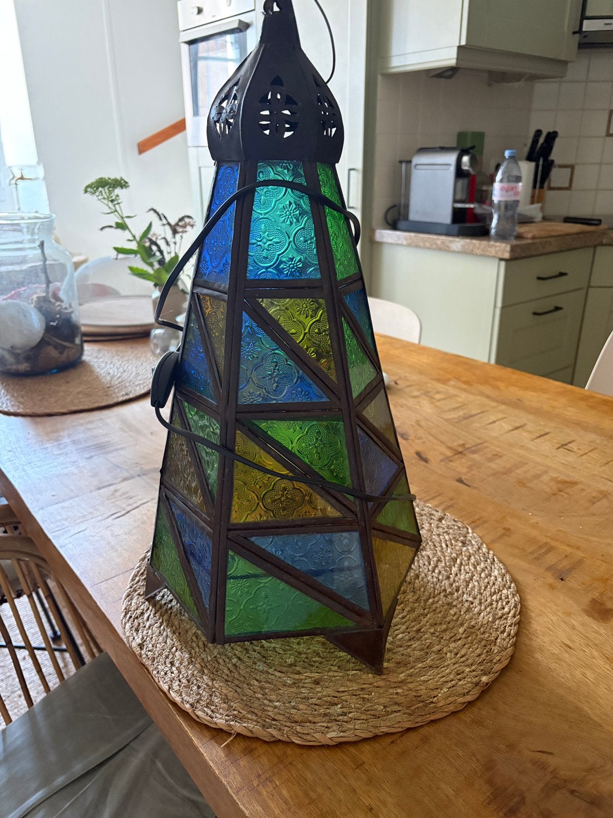 Glas in lood lamp, Gebruikt, Meerkleurig, E14 (klein), Ophalen of Verzenden