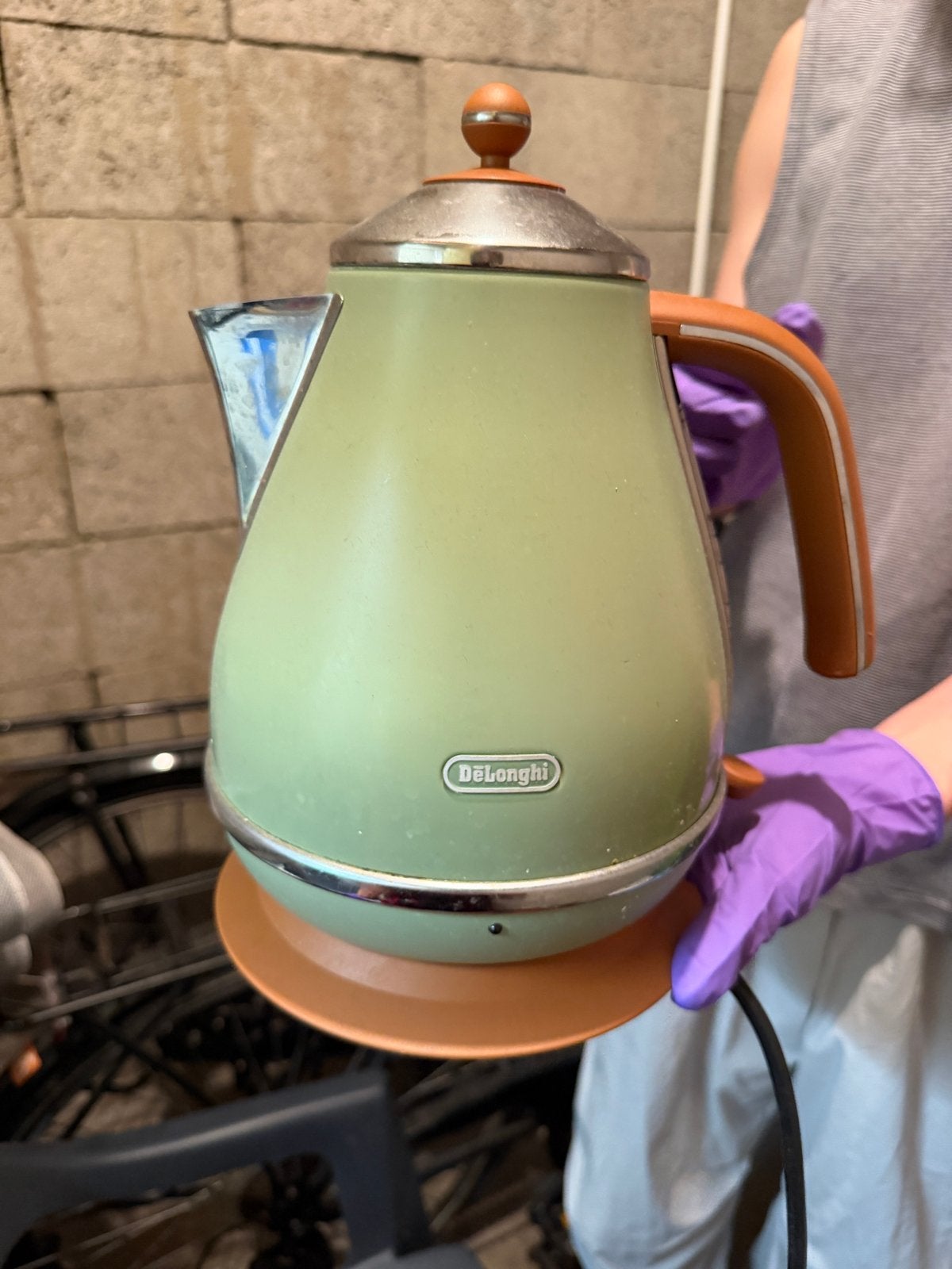 DeLonghi waterkoker - Groen/Oranje - Retro design, Witgoed en Apparatuur, Waterkokers, 1 tot 2 liter, Ophalen of Verzenden, Gebruikt
