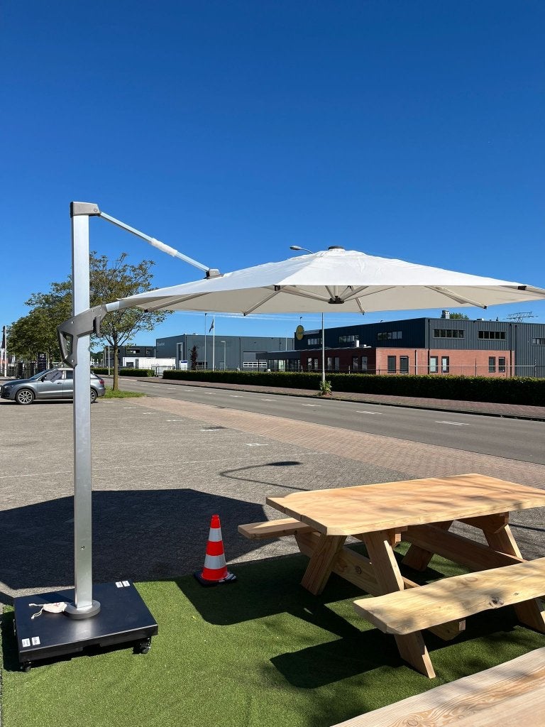 Zeefparasol Rond Wit, Tuin en Terras, Ophalen, Nieuw, Meer dan 4 meter, Zweefparasol
