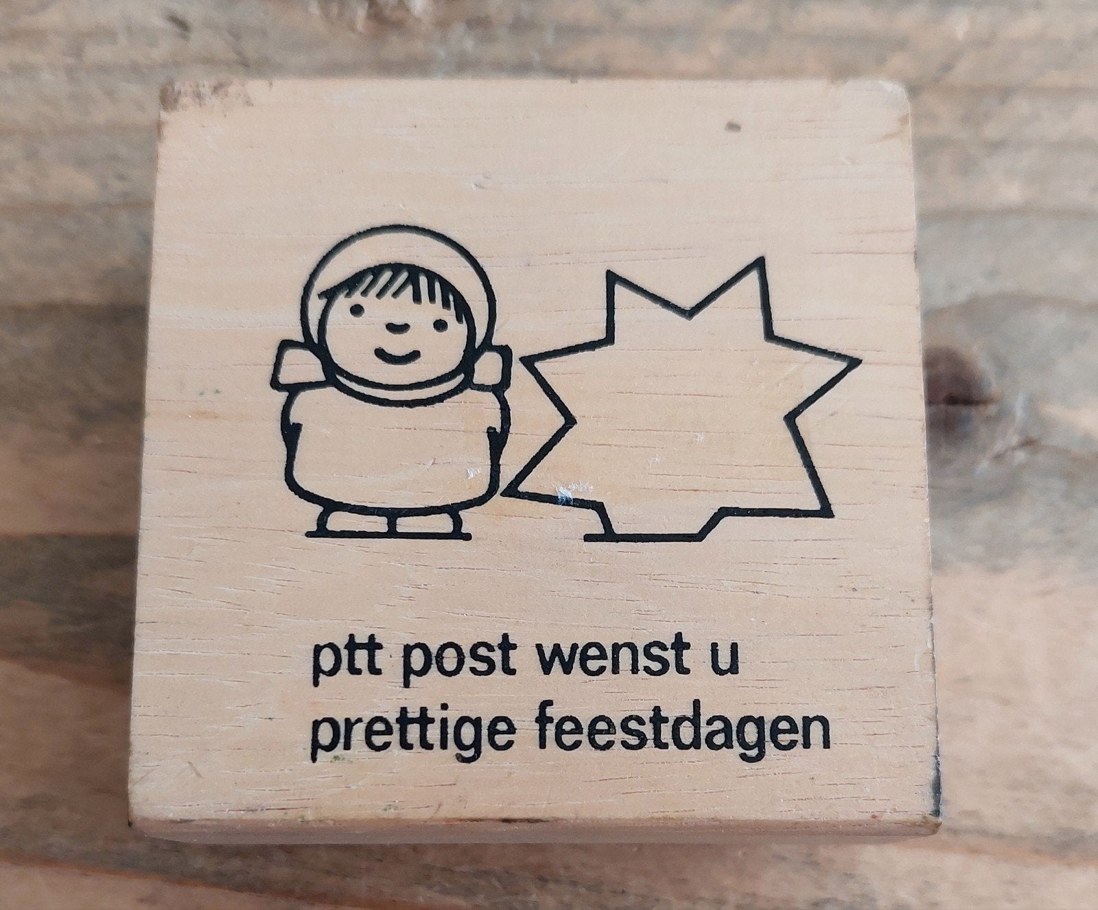 Vintage PTT Post stempels - Prettige Feestdagen, Ophalen of Verzenden, Zo goed als nieuw, Houten stempel
