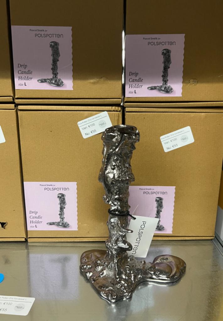 POLSPOTTEN Kandelaar Drip Silver Large | van €100, nu, Huis en Inrichting, Woonaccessoires | Kandelaars en Kaarsen, POLSPOTTEN