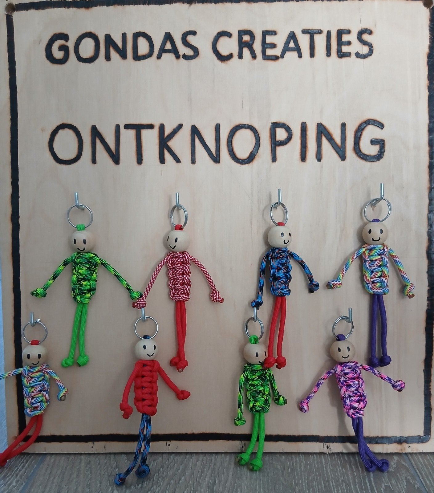Gondas Creaties sleutelhanger paracord poppetje brengt geluk, Ophalen of Verzenden, Nieuw, Knuffel of Figuurtje