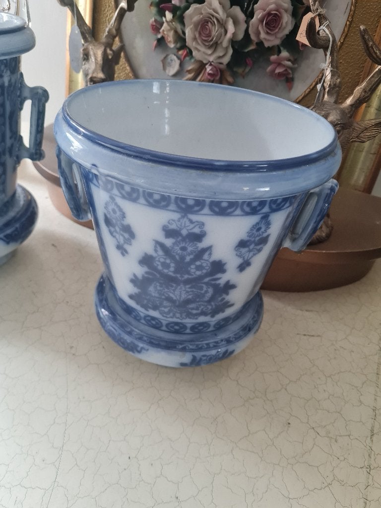 Antieke bloempot, cache pot Petrus regout 19e eeuw 25cm