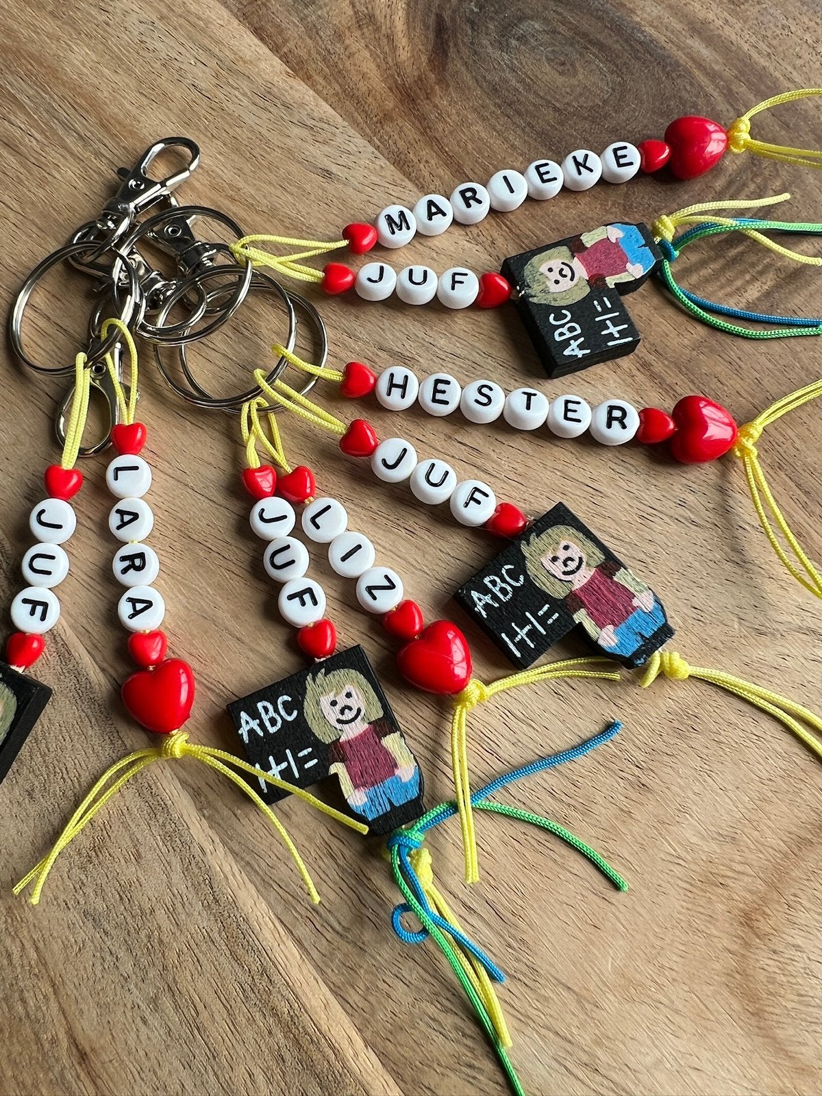Bedankje juf gepersonaliseerde sleutelhangers/ tashangers, Ophalen of Verzenden, Nieuw, Overige typen