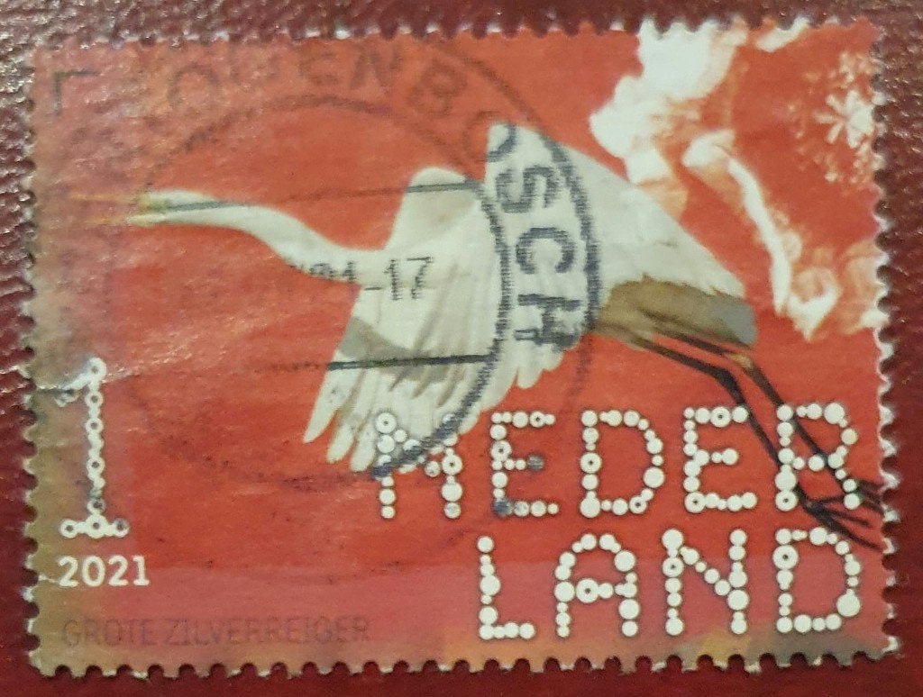 299-26 Nederland 2021 / Grote Zilverreiger, Verzenden, Na 1940, Gestempeld