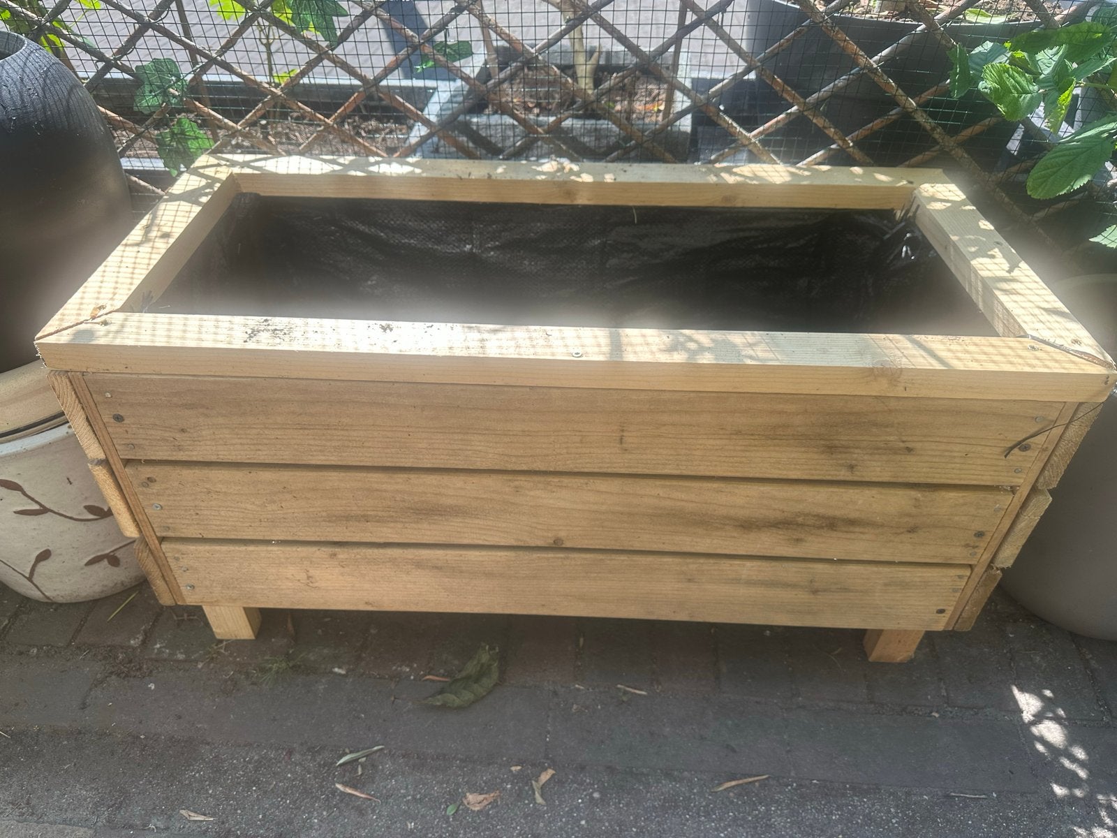 Houten plantenbak voor tuin of balkon, Ophalen, Balkon, Zo goed als nieuw, 60 tot 100 cm
