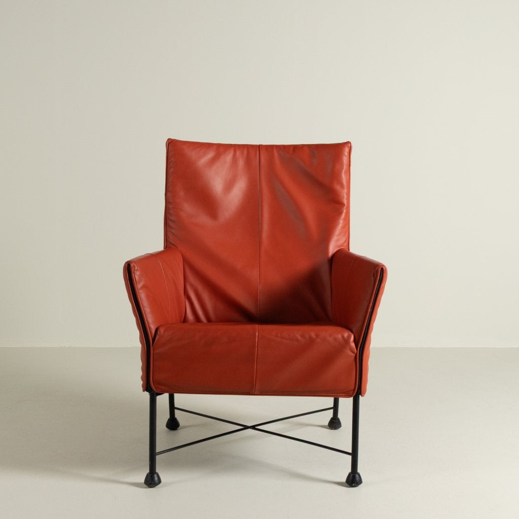 Montis Charly Fauteuil Tomato Leer - Zwart (Op Doppen), Niet ingevuld, Zo goed als nieuw, Niet ingevuld, Niet ingevuld