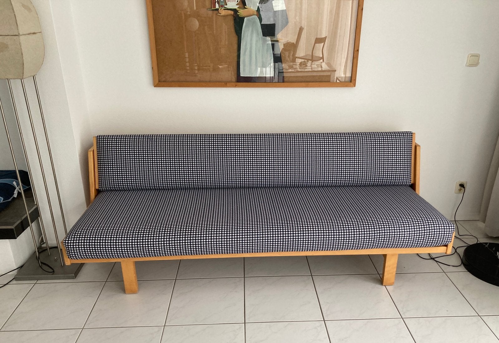 Daybed van Hans Wegner (Getama), opnieuw bekleed., Ophalen of Verzenden, Zo goed als nieuw, Driepersoons, 150 tot 200 cm