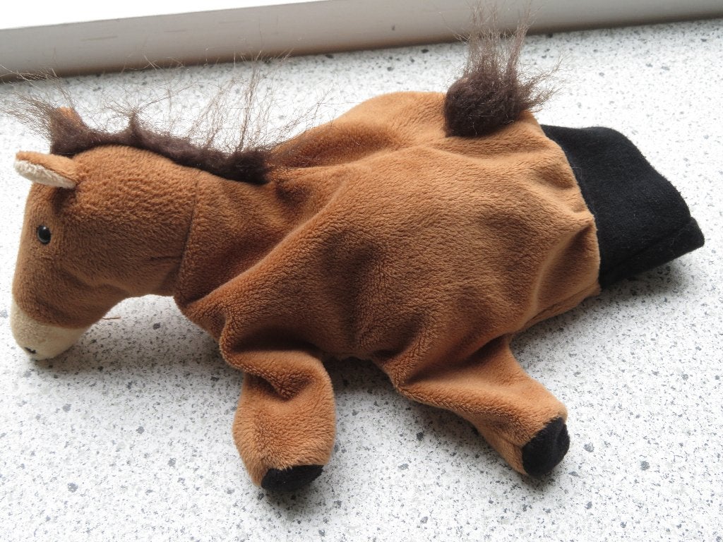 Handpop paard paardje merk Beleduc poppenkastpop, Paard, Gebruikt, Ophalen of Verzenden, Met label
