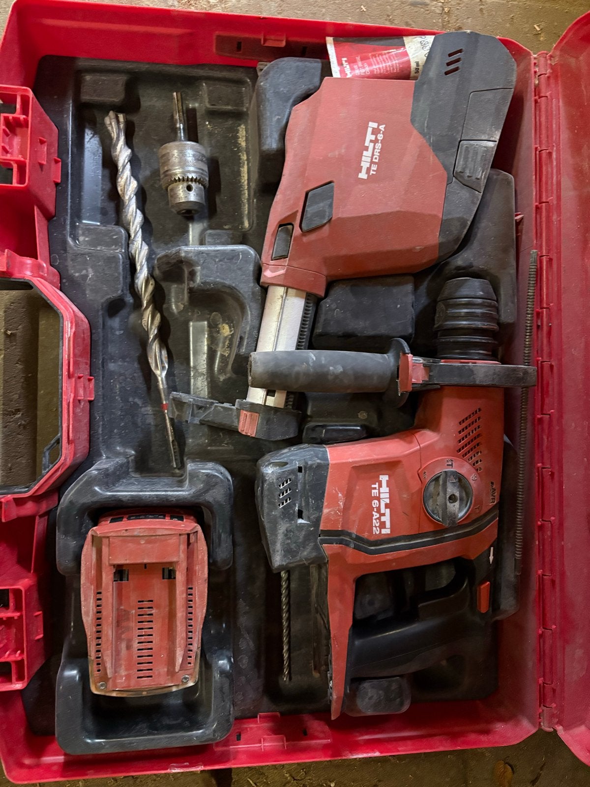 Hilti TE 6-A22 Accu Boorhamer met TE DRS-6-A Stofafzuiging, Boor- en/of Breekhamer, Ophalen of Verzenden, Klopboormechanisme, Gebruikt