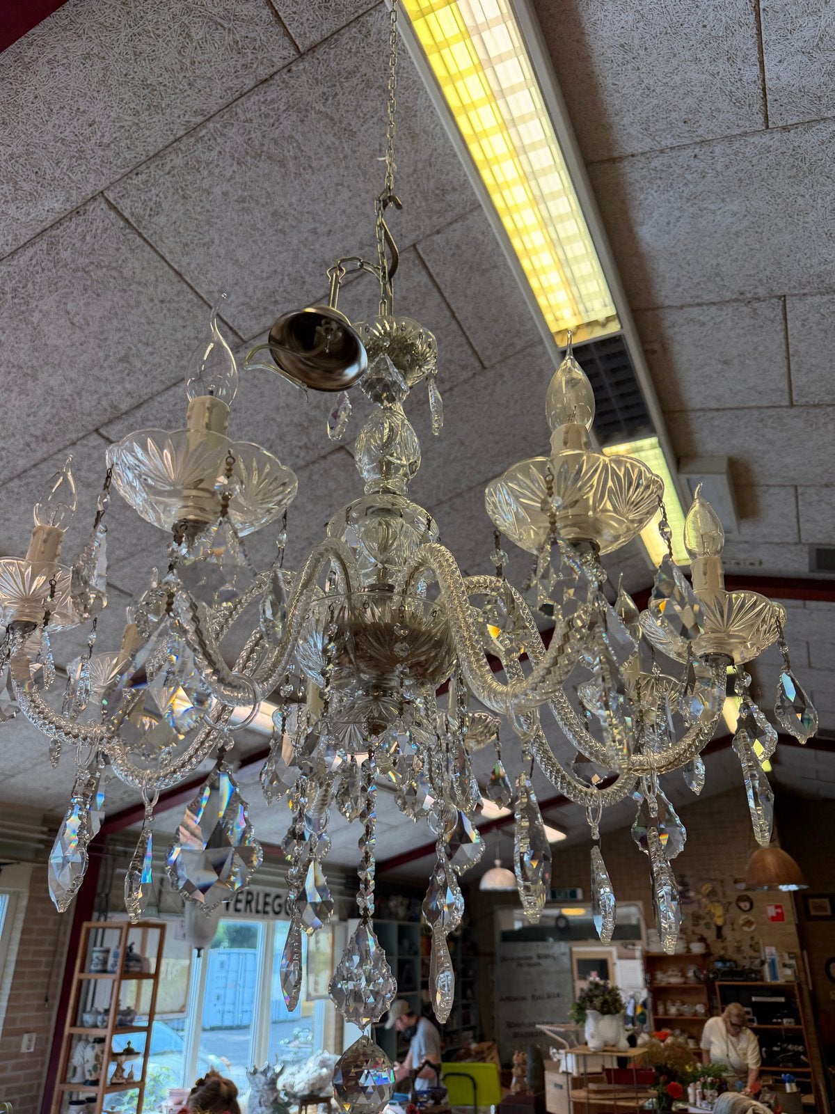 Prachtige grote Italiaanse kroonluchter - diam 80 cm, H 80 c, Ophalen, Gebruikt, E14 (klein), Glas