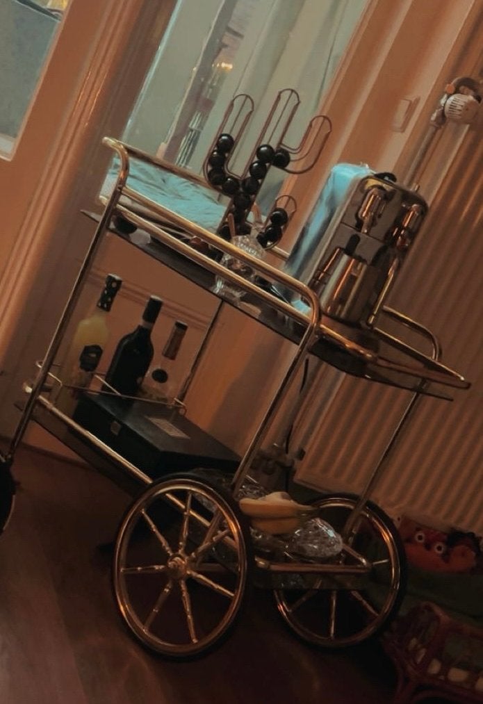 Vintage gouden drankenkar / serveerwagen, Ophalen