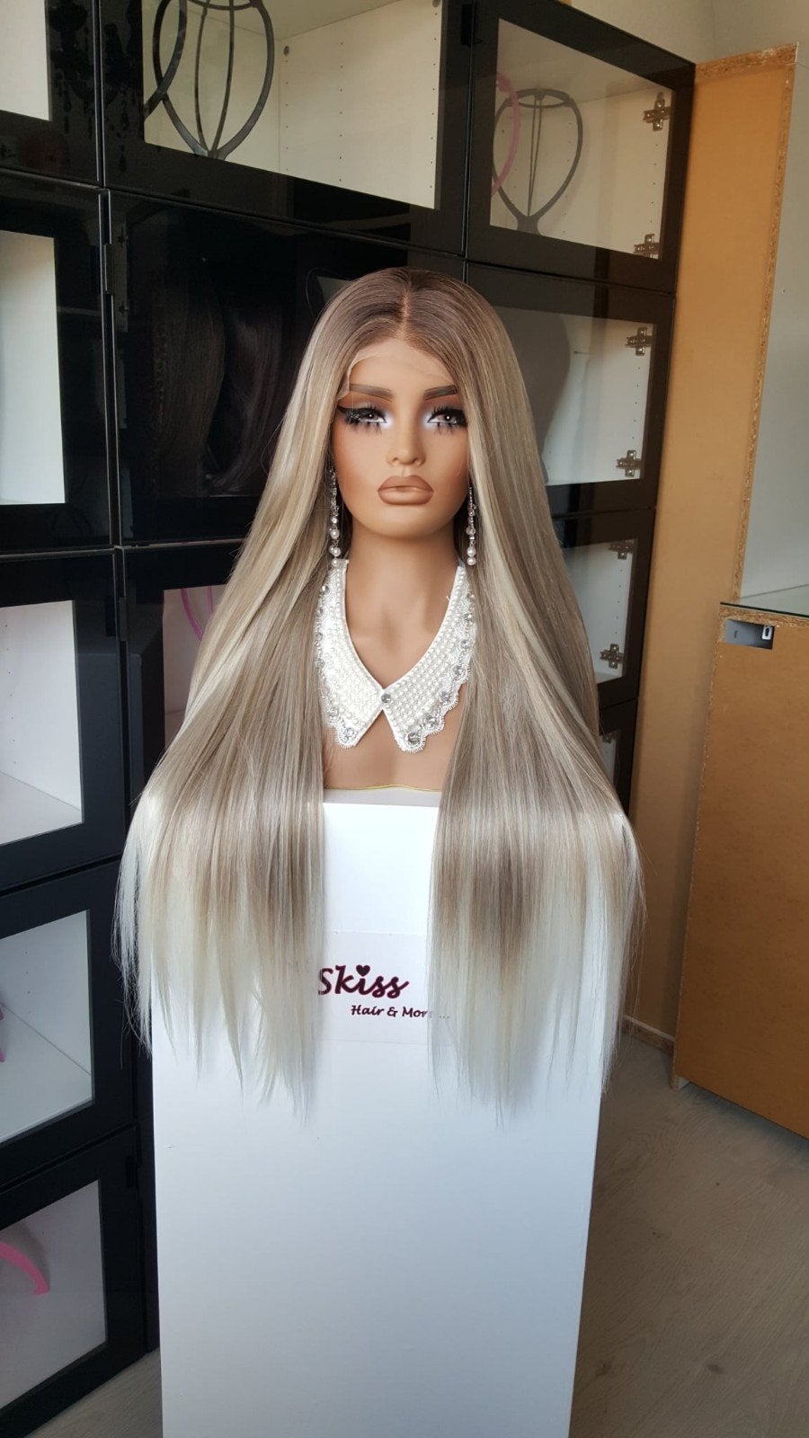 Luxe Lace Pruik: Uitgroei / Assigblond / Lichte punten, LANG, Ophalen of Verzenden, Nieuw, Pruik of Haarverlenging