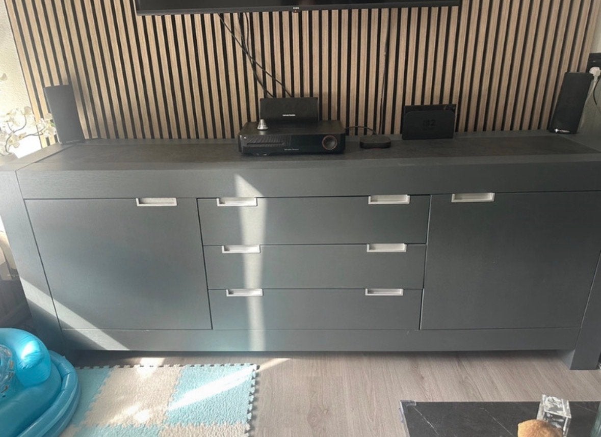 Tv-meubel / Opbergkast met leisteen - Snel ophalen!, Ophalen, Overige materialen, Gebruikt, 200 cm of meer