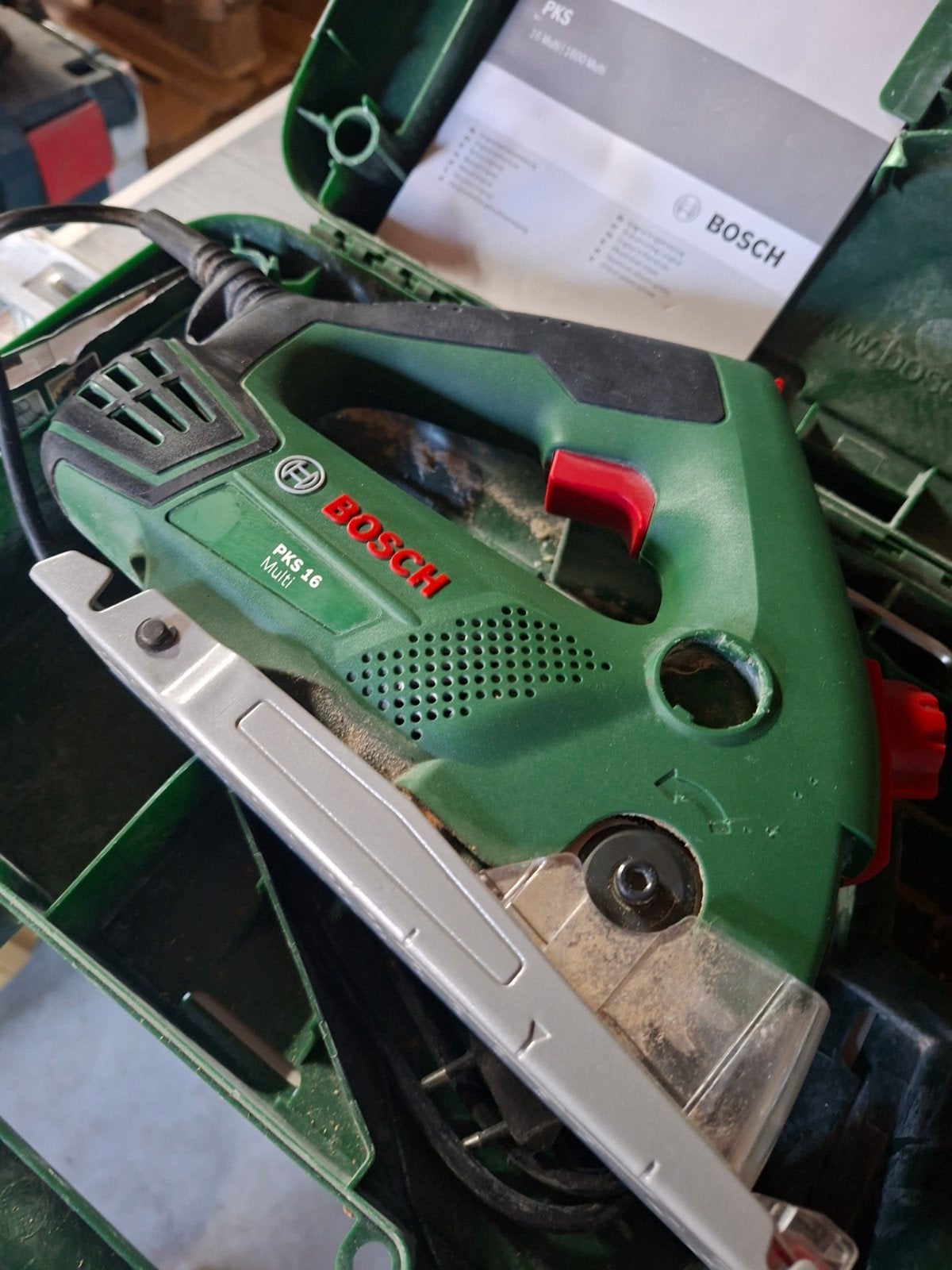 Bosch PKS 16 Multi Handcirkelzaag met accessoires, Ophalen, Cirkelzaag, Zo goed als nieuw, 30 tot 70 mm