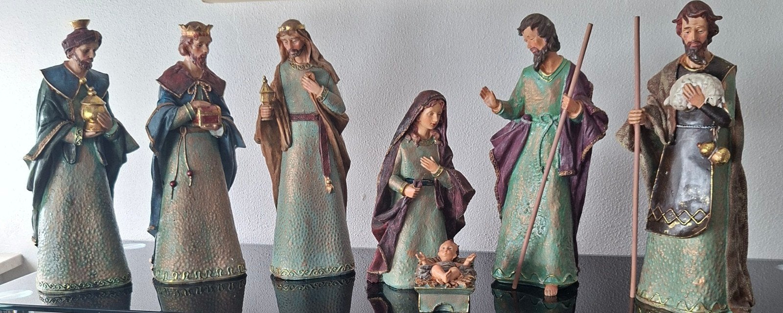 Unieke kerstgroep - 31cm hoog - 7-delig - zeer sfeervol, Diversen, Ophalen of Verzenden, Zo goed als nieuw