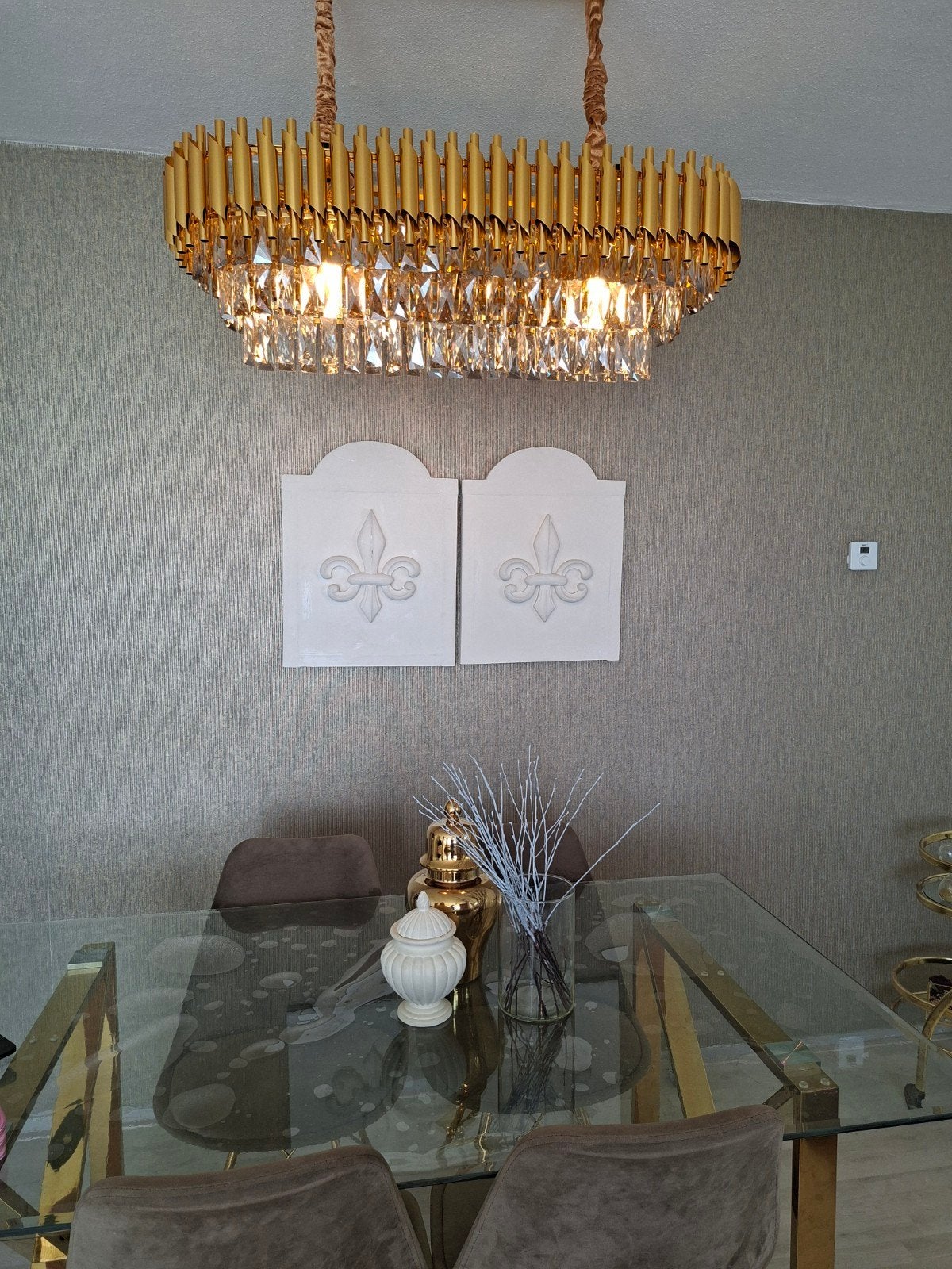 2 Nieuwe gouden kroonluchters met kristallen, Ophalen, Nieuw, Glas, Modern, Luxe, Kristal