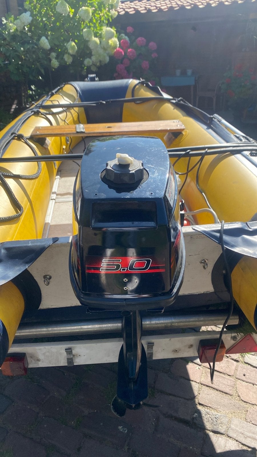 Vetus rubberboot met Mercury 5.0 buitenboordmotor, Watersport en Boten, Rubberboten, Hout, Ophalen, Overige merken, Gebruikt