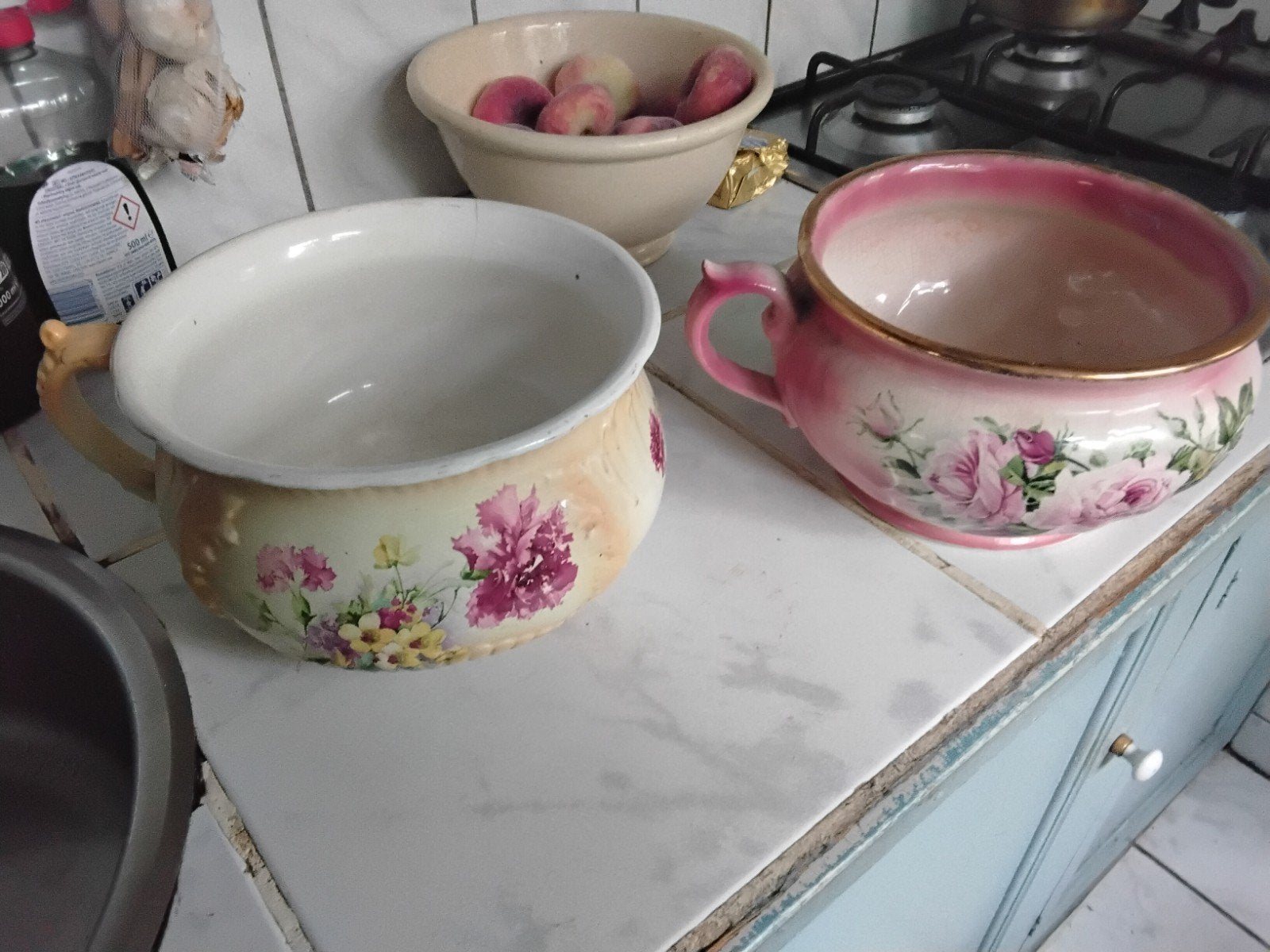 Antieke bloemen potten (2 stuks), Antiek en Kunst, Antiek | Keramiek en Aardewerk, Ophalen