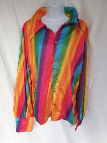 Super leuk regenboogkleurig carnavals overhemd mt M Smiffys, Kleding | Heren, Maat 48/50 (M), ., Ophalen of Verzenden, Zo goed als nieuw