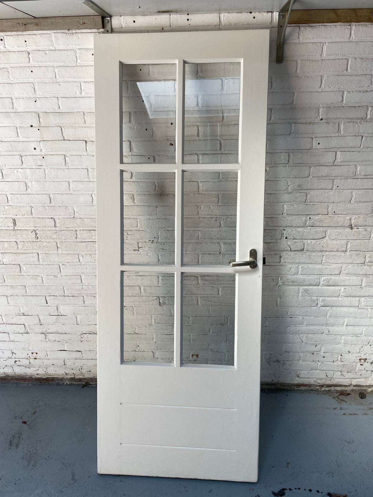 2x stompe witte binnendeur met glaspanelen, Doe-het-zelf en Verbouw, Deuren en Horren, Ophalen, Gebruikt, 80 tot 100 cm, Binnendeur
