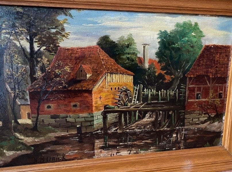 Klaas Bernink olieverf Oostendorper watermolen Haaksbergen, Antiek en Kunst, Kunst | Schilderijen | Klassiek, Ophalen, Handgeschilderd