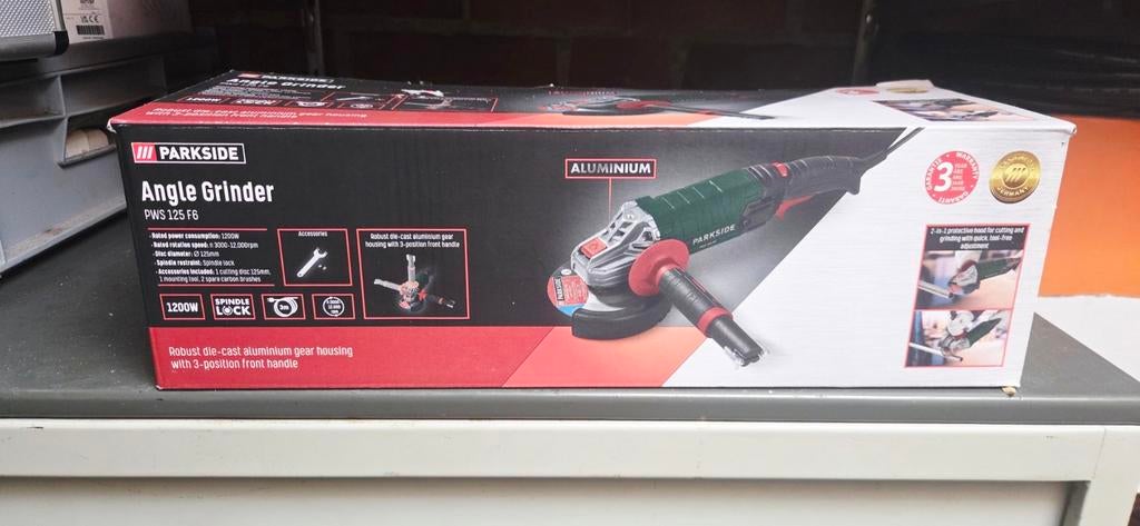 Parkside haakse slijper PWS 125 F6 nieuw, Doe-het-zelf en Verbouw, Gereedschap | Slijpmachines, Ophalen of Verzenden