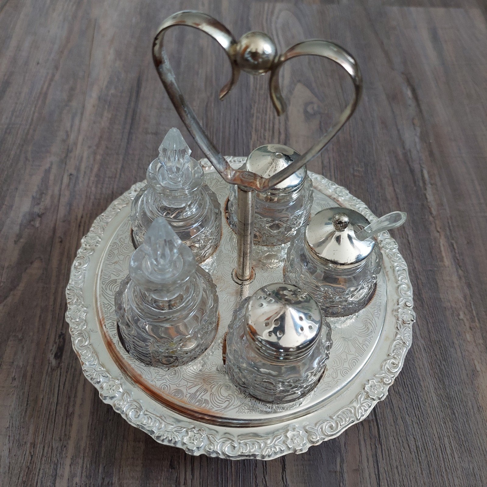 Vintage Zout Peper Olie Azijn Stelletje, Antiek en Kunst, Antiek | Woonaccessoires, Ophalen